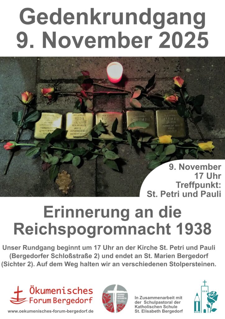 Das Bild zeigt das Plakat für den Gedenkrundgang mit allen Informationen, die auch im Text des Beitrages zu lesen sind.